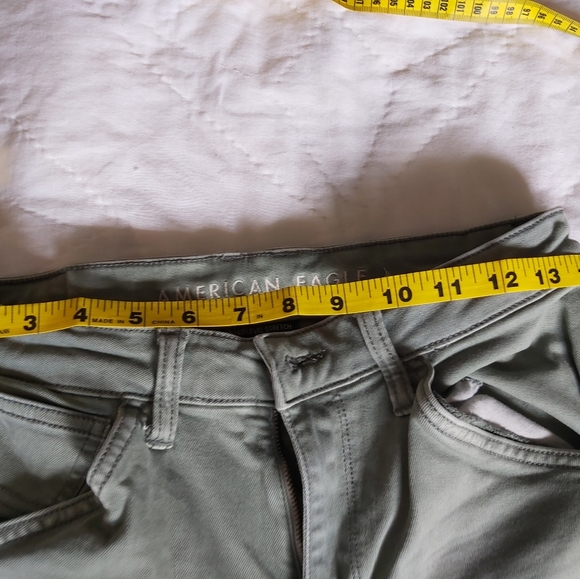 American Eagle high rise khaki green Cropped jeggings - Picture 7 of 9